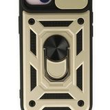 Bol Çeşit iPhone 14 Pars Lens Yüzüklü Gold Silikon Kılıf