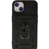Bol Çeşit iPhone 14 Pars Lens Yüzüklü Siyah Silikon Kılıf