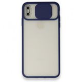 Bol Çeşit iPhone Xs Palm Buzlu Kamera Sürgülü Lacivert Silikon Kılıf