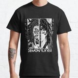 Bol Kalıp Kokushibo Printedshirts Poster Ts Items , Uppermoon 1, Demon Slayer Baskılı T-Shirt - Siyah