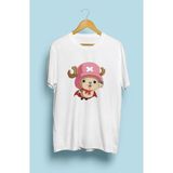 Bol Kalıp One Piece Chopper Tasarım Baskılı Tişört - Beyaz