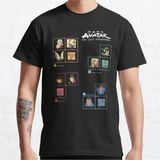Bol Kalıp Unisex Avatar: The Last Airbender Four Nations Periodic Table Tasarım Baskılı Tshirt - Siyah
