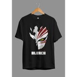 Bol Kalıp Unisex Bleach Ichigo Kurosaki (Hollow Maske) Özel Tasarım Anime Tişört - Siyah
