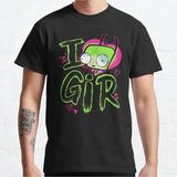 Bol Kalıp Unisex Invader Zim Valentine's Day I Love Gir Retro Pop Poster Tasarım Baskılı Tshirt - Siyah - XL