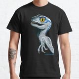 Bol Kalıp Unisex Jurassic World Baby Blue Velociraptor Tasarım Baskılı Tshirt - Siyah - XL