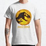 Bol Kalıp Unisex Jurassic World Dominion Amber Coin Logo Tasarım Baskılı Tshirt - Beyaz - XL
