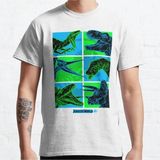 Bol Kalıp Unisex Jurassic World: Fallen Kingdom Dino Faces Comic Pop Tasarım Baskılı Tshirt - Beyaz