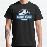 Bol Kalıp Unisex Jurassic World: Fallen Kingdom White And Blue Icon Logo Tasarım Baskılı Tshirt - Siyah - XL