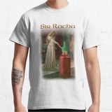 Bol Kalıp Unisex Sir Racha Sriracha Sauce Tasarım Baskılı Tshirt - Beyaz