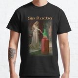 Bol Kalıp Unisex Sir Racha Sriracha Sauce Tasarım Baskılı Tshirt - Siyah