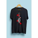 Bol Kalıp Unisex Uchiha Itachi Kunai Tasarım Baskılı Tişört - Siyah