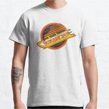 Bol Kalıp Unisex Vancouver Hockey Retro Canucks Skate Tasarım Baskılı Tshirt - Beyaz - XL