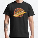Bol Kalıp Unisex Vancouver Hockey Retro Canucks Skate Tasarım Baskılı Tshirt - Siyah - XL