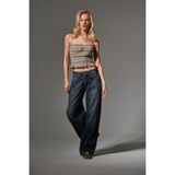 Bol Kesim Denim Geniş Paça Rahat Baggy Jean Kot Salaş Kadın Pantolon @varese - Gece Mavi - 34
