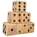 Bolaball Dev Ahşap Yard Zar Seti, Açık Hava Oyunu Jumbo Zar Avlu ve Çim Oyunları | Yetişkinler ve Aile için 6 Zar ile Jumbo Açık/Kapalı Zar Seti |3,5 inç* 3'5 | Arka Bahçe Büyük Zar 20+ Oyun