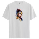 Bold Stare - %100 Pamuklu Kadın Beyaz Tişört - Premium Quality