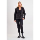 Bold & Young Kadın Baskılı Kadife Blazer Ceket – Likralı Pamuklu Kumaş, Astarlı, Çift Cepli - 3XL
