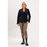 Bold & Young Kadın Baskılı Kadife Blazer Ceket – Likralı Pamuklu Kumaş, Astarlı, Çift Cepli - Balıksırtı - XL