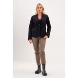 Bold & Young Kadın Baskılı Kadife Blazer Ceket – Likralı Pamuklu Kumaş, Astarlı, Çift Cepli - Balıksırtı