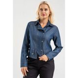 Bold & Young Kadın Mavi Düğmeli Cepli Jean Gömlek - XL - İndigo