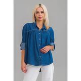 Bold & Young Kadın Pis Dikişli Pamuklu Denim Kumaş Çıtçıtlı Kol Britli Kot Gömlek Indigo - İndigo