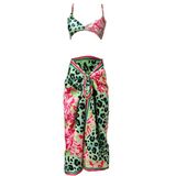Bolder Elena Green Leopard Saten Pareo 145*95 (Iç Göstermez) - Standart - Yeşil - Fuşya