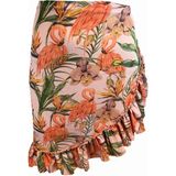 Bolder Frida Flamingo Desen Kısa Fırfırlı Pareo - Standart - Açık Pembe
