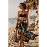 Bolder Kadın Leopar Desen Pareo Iç Göstermeyen Parlak Dokuma Kumaş 95CM*145CM - Standart - Siyah