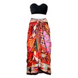 Bolder Lana-Coffee Nar Çiçeği Desen Pareo Iç Göstermeyen Parlak Kumaş-95cm*145cm