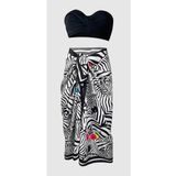 Bolder Lana- Gözlüklü Zebra Desen Pareo Iç Göstermeyen Parlak Kumaş-95cm*145cm
