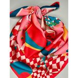 Bolder Narçiçeği Gramafon Fular 70x70 cm İpek Saten Kumaşla Modern Aksesuar Kadın Kullanımı İçin