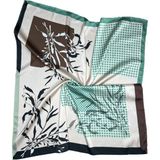Bolder Scarf Classic Green/brown Fular 70*70 cm - Bej - Yeşil