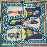 Bolder Scarf Masal Laci Fular 70*70 cm - Lacivert