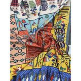 Bolder Scarf Sarı Çiçek Fular 70*70 - Mavi - Sarı - Mavi