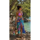 Bolder Stella-Turkuaz Navy Blue Desen Pareo Iç Göstermeyen Parlak KUMAŞ-95CM*145CM - Standart - Lacivert - Navy Blue