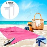 Boldy 2'li Havlu Kazığı - Plaj Mandalı - Havlu Mandalı - Kazıklı Mandal - Havlu Sabitleyici - Beach Towel Holder - Plaj Kazığı 2 Adet - Beyaz