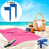 Boldy 2'li Havlu Kazığı - Plaj Mandalı - Havlu Mandalı - Kazıklı Mandal - Havlu Sabitleyici - Beach Towel Holder - Plaj Kazığı 2 Adet - Lacivert