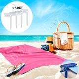 Boldy 4'lü Havlu Kazığı - Plaj Mandalı - Havlu Mandalı - Kazıklı Mandal - Havlu Sabitleyici - Beach Towel Holder - Plaj Kazığı 4 ADET - Beyaz