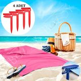 Boldy 4'lü Havlu Kazığı - Plaj Mandalı - Havlu Mandalı - Kazıklı Mandal - Havlu Sabitleyici - Beach Towel Holder - Plaj Kazığı 4 Adet - Kırmızı