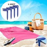 Boldy 4'lü Havlu Kazığı - Plaj Mandalı - Havlu Mandalı - Kazıklı Mandal - Havlu Sabitleyici - Beach Towel Holder - Plaj Kazığı 4 ADET - Lacivert