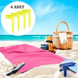 Boldy 4'lü Havlu Kazığı - Plaj Mandalı - Havlu Mandalı - Kazıklı Mandal - Havlu Sabitleyici - Beach Towel Holder - Plaj Kazığı 4 Adet - Sarı