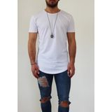 Boldy Erkek Long Fit Tişört-Long Tişört-Long Kesim Tişört-Uzun Kesim Erkek Tişört-Erkek Basic Tişört (Beyaz, L)