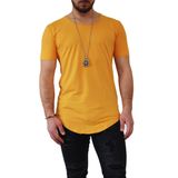 Boldy Erkek Long Fit Tişört-Long Tişört-Long Kesim Tişört-Uzun Kesim Erkek Tişört-Erkek Basic Tişört (Hardal, M)