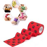Boldy Pati Figürlü Koban Bandajı - Patili Kendinden Yapışkanlı Bandaj - Paw Coban Bandajı - Elastik Sargı Bandajı - Koban Bandajı 7.5cmx4.5 M. - 7.5 cm x 4.5 m - Kırmızı - Siyah