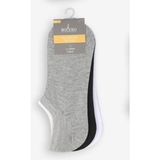 Bolero 3'lü Pamuklu Sneakers Çorap - Gri - Beyaz - Siyah - 38 - 44