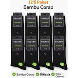 Bolero Bambu Erkek Çorap 12’li Paket – Dikişsiz, Terletmeyen, Koku Önleyici - 41 - 45 - Siyah