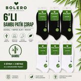 Bolero Kadın Bambu Patik Çorap – 6’lı Konforlu ve Dayanıklı Paket - 36 - 40 - Beyaz - Siyah