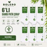 Bolero Kadın Bambu Patik Çorap – 6’lı Konforlu ve Dayanıklı Paket - 36 - 40 - Beyaz