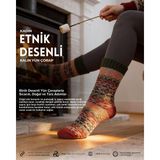Bolero Kadın Etnik Desenli Kalın Yün Çorap - 36 - 40 - Çok Renkli