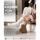 Bolero Kadın Kaşmir Yün Bot Çorabı Ekru - 36 - 40 - Beyaz